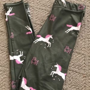 Olive green unicorn / American Bully leggings